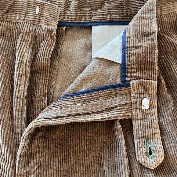 Tommy Hilfiger Corduroy Pants Mens 38x32‎ Brown Tan Pleated Straight Leg Cuffed - Picture 5 of 10